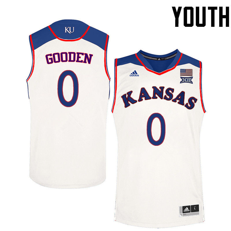 Youth Kansas Jayhawks #0 Drew Gooden College Basketball Jerseys-White - Click Image to Close